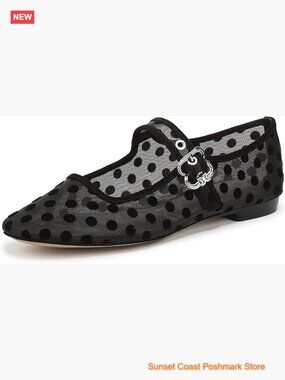 Mesh Ballet Flats Buckle Closure Square Toe Walking Shoes